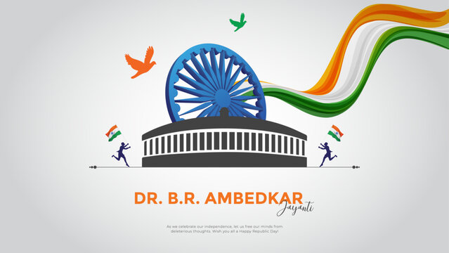 illustration of Dr Bhimrao Ramji Ambedkar with indian Constitution of India for Ambedkar Jayanti on 14 April. vector illustrtion