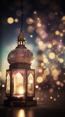 Obraz premium islamic lantern background Ideal for ramadhan festive, eid fitr, eid adha, islamic background , cozy, warm, holidays, invitations, and decorations, ratio 9:16px