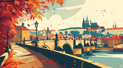 Keuken spatwand met foto Artistic illustration of Prague city. Czech Republic in Europe. © rabbit75_fot