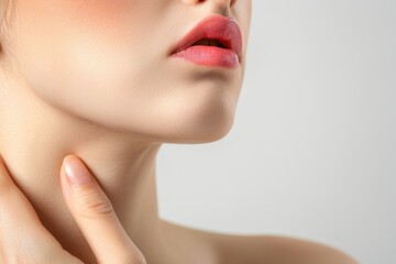 Fototapeta na wymiar Allergic skin reaction on the female neck and face