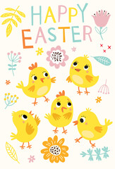Easter pattern with bunnies and flowers - 764930939