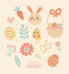 Easter pattern with bunnies and flowers - 764930980