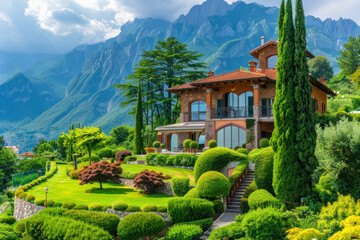 Fototapeta na wymiar Luxury houses with nice landscape.