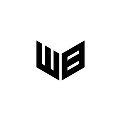 WB letter logo design with white background in illustrator, cube logo, vector logo, modern alphabet font overlap style. calligraphy designs for logo, Poster, Invitation, etc.