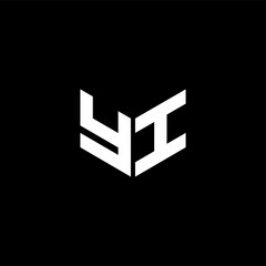 YI letter logo design with black background in illustrator, cube logo, vector logo, modern alphabet font overlap style. calligraphy designs for logo, Poster, Invitation, etc.
