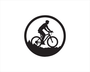 Silhouette of a cyclist on a white background. Vector illustration