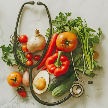 Let food be thy medicine concept - the famous quote by Hippocrates is so very relevant  today, we all need to eat more fresh seasonal fruit and vegetables - abstract wall art for doctors office 
