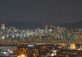Aerial view of Seoul Downtown Skyline, South Korea. Financial district and business centers in smart urban city in Asia. Skyscraper and high-rise buildings. - 764934576