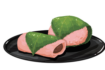 お盆にのせた桜餅　2種類