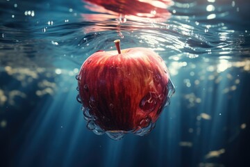 Red Apple Illustration HD 8K Wallpaper Photographic Image Bank, generative IA