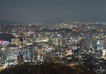 Aerial view of Seoul Downtown Skyline, South Korea. Financial district and business centers in smart urban city in Asia. Skyscraper and high-rise buildings. - 764937705