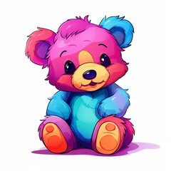 cute colorful teddy bear сreated with Generative Ai
