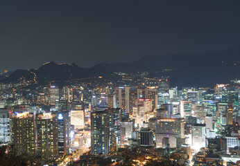 Aerial view of Seoul Downtown Skyline, South Korea. Financial district and business centers in smart urban city in Asia. Skyscraper and high-rise buildings. - 764937939