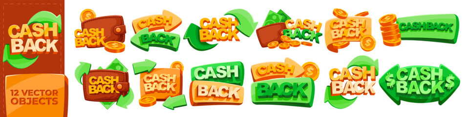 Cash back icon set. Cash back icon. - 764938340