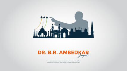 illustration of Dr Bhimrao Ramji Ambedkar with Constitution of India for Ambedkar Jayanti on 14 April. vector illustrtion