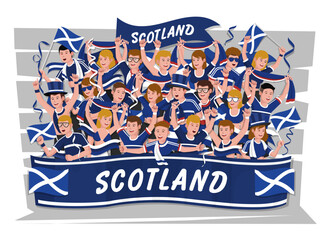 Soccer fans cheering. Scotland team. - 764940187
