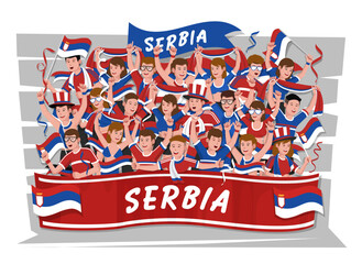 Soccer fans cheering. Serbia team. - 764940313