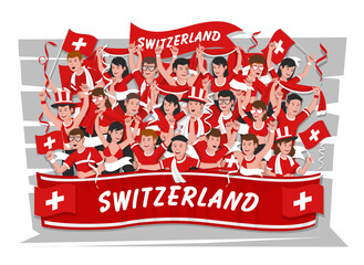 Soccer fans cheering. Switzerland team. - 764940325