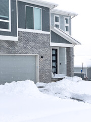 Snow-Enveloped Homes on a Quiet Suburban Street
