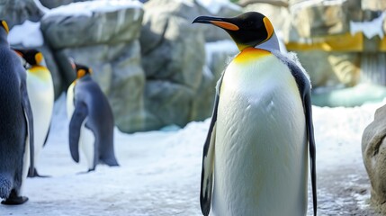 Fototapeta premium close-up portrait of Emperor Penguin. natural background