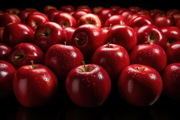 Standard made of red apples superior view plan healthy food, generative IA