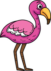 Hand drawn flamingo character illustration, vector