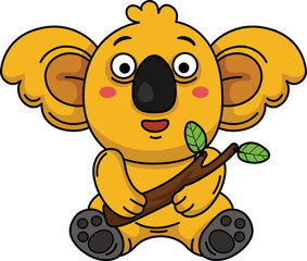 Hand drawn koala character illustration, vector