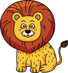 Hand drawn lion character illustration, vector