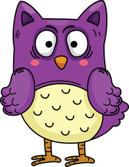 Hand drawn owl character illustration, vector