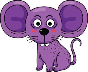 Hand drawn mouse character illustration, vector