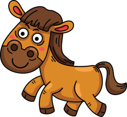 Hand drawn horse character illustration, vector