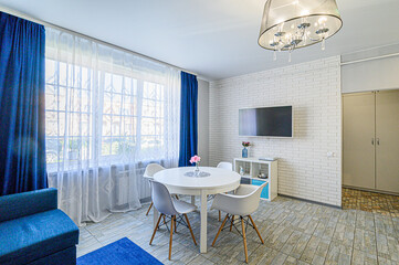 standard interior apartment. living room with sofa