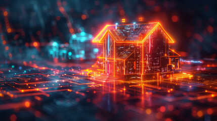 Futuristic Smart Home Digital Network Concept