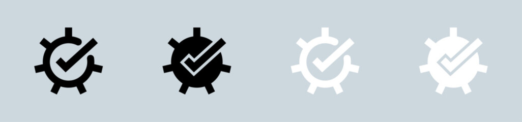 Control icon set in black and white. Setting signs vector illustration.