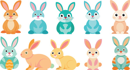 Easter rabbit, easter Bunny. Vector illustration on white background