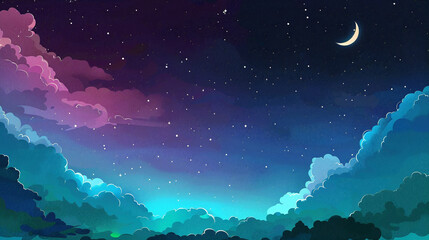 Obraz na płótnie Canvas glowing stars in a blue galaxy nebula background illustration. Beautiful simple AI generated image in 4K, unique.
