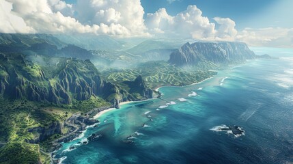 Coastal Majesty Aerial View of Stunning Cliffs and Azure Waters