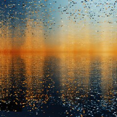 Gold and orange abstract reflection dj background, in the style of pointillist seascapes
