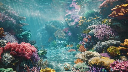 Obraz premium Vibrant Underwater World Colorful Coral Reefs Teeming with Life