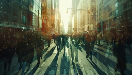crowded streets in the town.  - obrazy, fototapety, plakaty