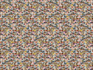 Large collage, portrait of multiracial smiling different business people. A lot of happy modern people faces in mosaic collection. Successful business, team, career, diversity concept