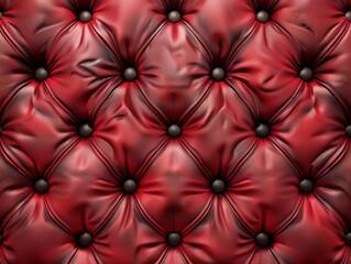 red chesterfield sofa. close up detail image. 