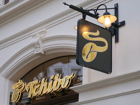 Lettering and logo of Tchibo GmbH, one of the largest German coffee and consumer goods producers, Germany, Detmold, East Westphalia-Lippe in North Rhine-Westphalia, 22.03.2024