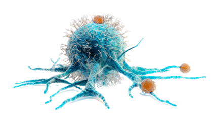 T-Killer Cell Attacking Cancer, Immune System 3D Rendering