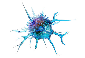 Virus or Cancer Cell on Transparent White Background. 3d illustration. - obrazy, fototapety, plakaty