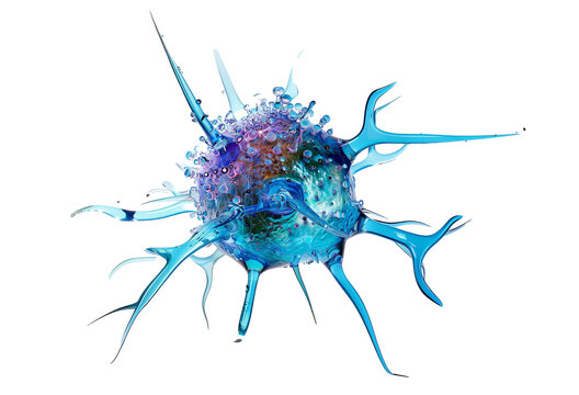 Virus or Cancer Cell on Transparent White Background. 3d illustration.
