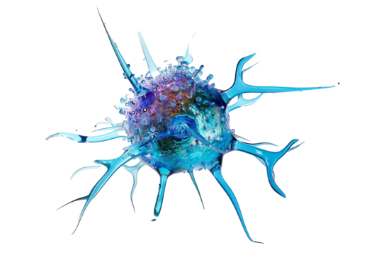Virus or Cancer Cell on Transparent White Background. 3d illustration.