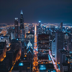 Night view of a lit-up city skyline