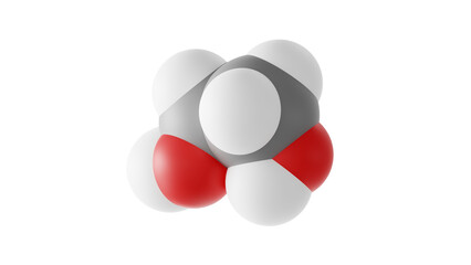 ethylene glycol molecule, ethane-1.2-diol, molecular structure, isolated 3d model van der Waals