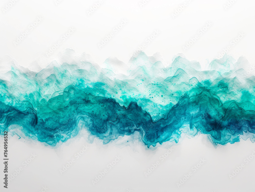 Aufkleber abstract turquoise and teal watercolor waves on white background. artistic expression concept. gener